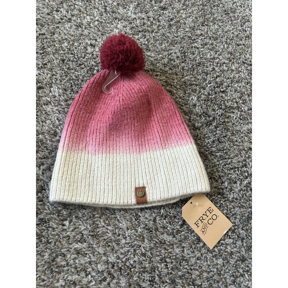 Frye And Co Pom Beanie Hat Sueded Rosewood NWT Dip‎ Dye OSFM